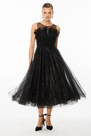 tulle shoulder strap tutu skirt midi dress