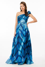 One Shoulder Slit Evening Dress