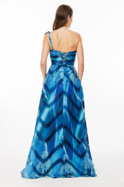 One Shoulder Slit Evening Dress