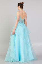 Load image into Gallery viewer, Evening Dress with Embroidered Detail, Straps and Tulle Skirt Detail
