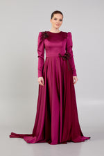 Load image into Gallery viewer, Evening Dress with Waist and Shoulder Detail
