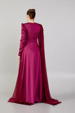 Load image into Gallery viewer, Evening Dress with Waist and Shoulder Detail
