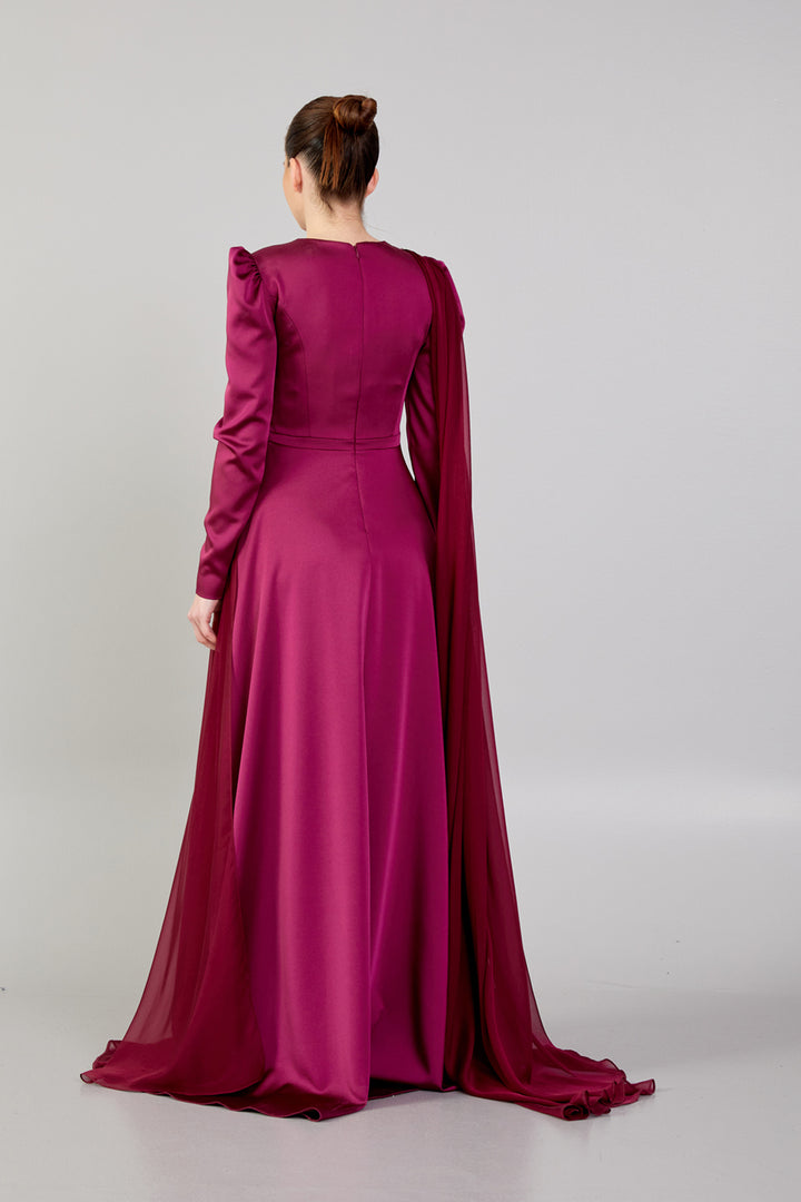 Evening Dress with Waist and Shoulder Detail