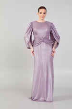 Load image into Gallery viewer, Beaded Neckline Sleeve Detailed Evening Dress
