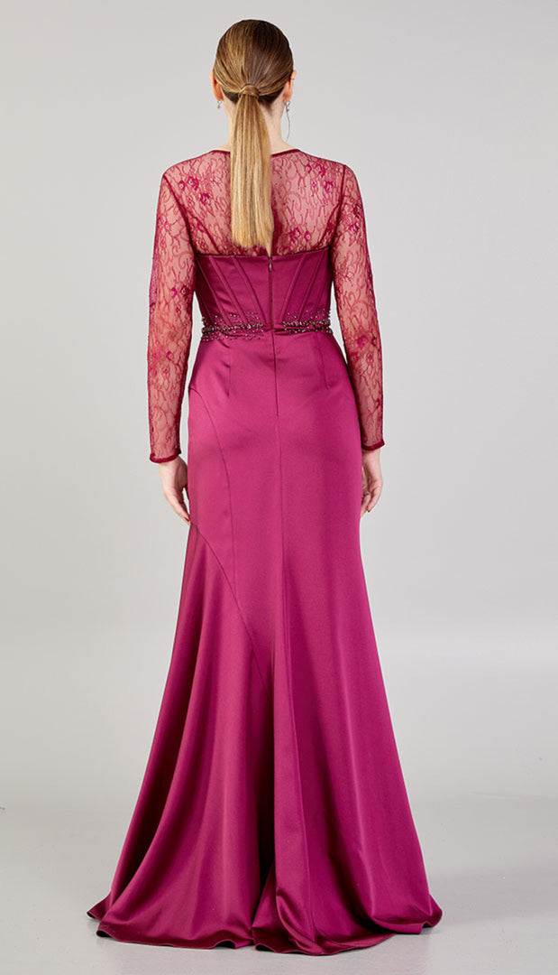 Lace Tiered Evening Dress