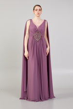 Load image into Gallery viewer, Stone Embroidered Plus Size Evening Dress
