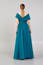 Load image into Gallery viewer, Gathered Sleeve Taffeta Evening Dress
