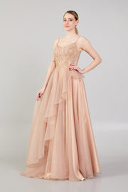 Finely Embroidered Shoulder Straps Dress with Tutu Skirt