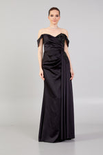 Load image into Gallery viewer, Waist Gather Detailed Chest Embroidered Evening Dress
