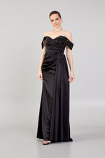 Load image into Gallery viewer, Waist Gather Detailed Chest Embroidered Evening Dress
