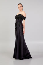 Load image into Gallery viewer, Waist Gather Detailed Chest Embroidered Evening Dress
