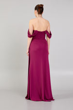 Load image into Gallery viewer, Waist and Shoulder Detailed Slit Evening Dress
