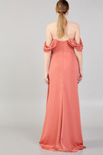 Load image into Gallery viewer, Waist and Shoulder Detailed Slit Evening Dress
