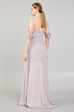 Load image into Gallery viewer, Waist and Shoulder Detailed Slit Evening Dress
