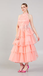 Load image into Gallery viewer, Tiered Skirt Gathered Bustier Dress
