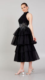 Load image into Gallery viewer, Tiered Skirt Gathered Bustier Dress
