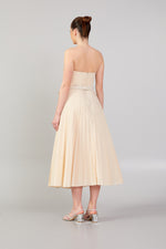 Load image into Gallery viewer, Strapless Dress with Belt Detail and Pleated Skirt
