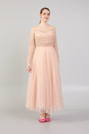 Simli Kumaşlı Tütülü Elbise