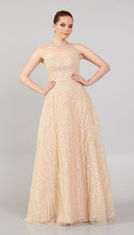 Load image into Gallery viewer, Strapless Special Design Evening Dress with Embroidery Detail
