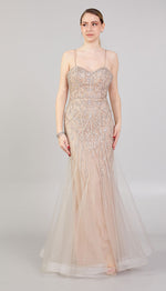 Load image into Gallery viewer, Mermaid Evening Dress with Rope Straps and Embroidered Tulle Detail
