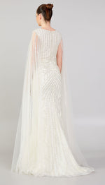 Load image into Gallery viewer, Special Evening Dress with Tulle Cape Detail and Allover Embroidery
