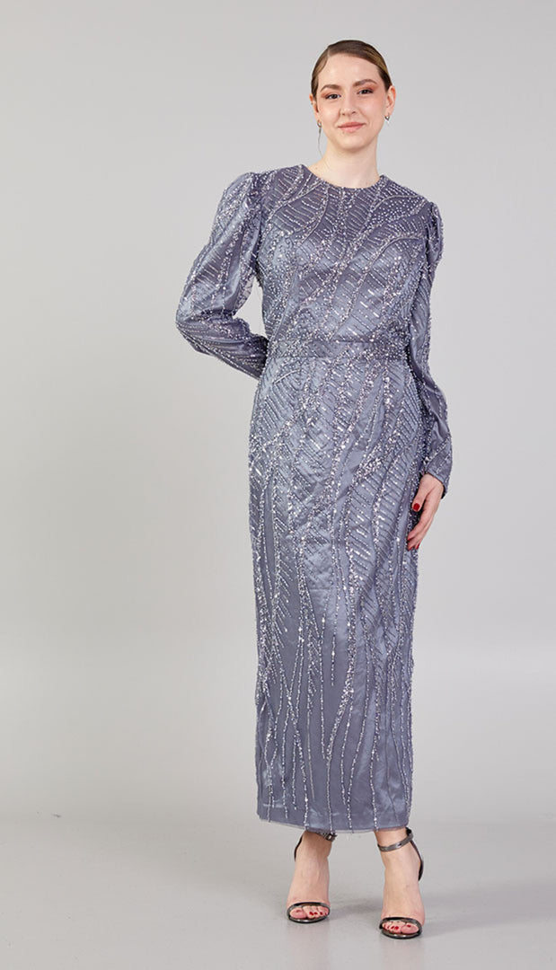 Fish Model Embroidered Evening Dress