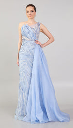 Load image into Gallery viewer, Special Evening Dress with Tiered Collar Detail, Cape and Embroidery
