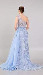 Load image into Gallery viewer, Special Evening Dress with Tiered Collar Detail, Cape and Embroidery
