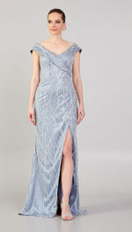 Load image into Gallery viewer, Delicately Embroidered Tulle Cape Evening Dress
