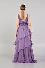 Load image into Gallery viewer, Gathered Chest Detailed Evening Dress with Tiered Skirt
