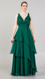 Load image into Gallery viewer, Gathered Chest Detailed Evening Dress with Tiered Skirt
