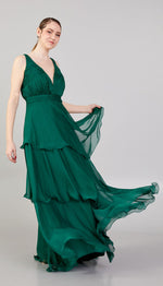 Load image into Gallery viewer, Gathered Chest Detailed Evening Dress with Tiered Skirt
