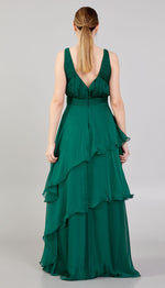 Load image into Gallery viewer, Gathered Chest Detailed Evening Dress with Tiered Skirt
