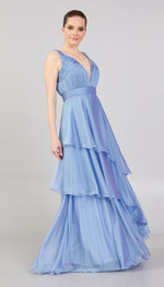 Load image into Gallery viewer, Gathered Chest Detailed Evening Dress with Tiered Skirt
