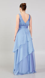 Load image into Gallery viewer, Gathered Chest Detailed Evening Dress with Tiered Skirt
