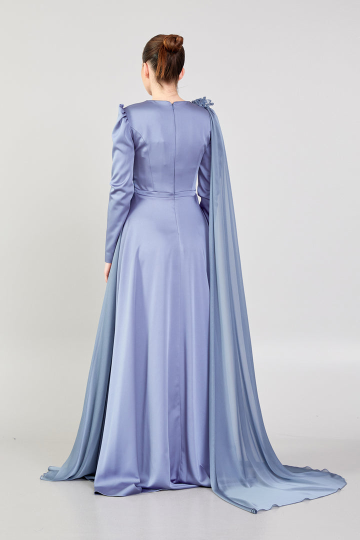 Evening Dress with Waist and Shoulder Detail