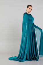 Load image into Gallery viewer, Evening Dress with Waist and Shoulder Detail
