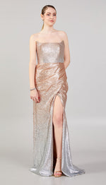 Load image into Gallery viewer, Double Color Glittered Strapless Evening Dress
