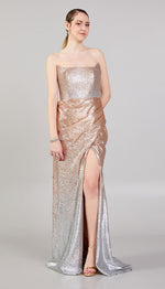 Load image into Gallery viewer, Double Color Glittered Strapless Evening Dress
