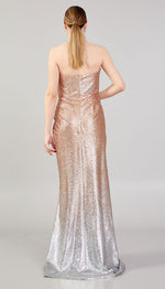 Load image into Gallery viewer, Double Color Glittered Strapless Evening Dress
