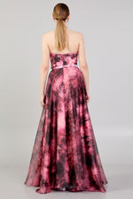 Load image into Gallery viewer, Strapless Patterned Fabric Evening Dress
