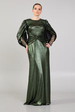 Load image into Gallery viewer, Beaded Neckline Sleeve Detailed Evening Dress
