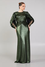 Load image into Gallery viewer, Beaded Neckline Sleeve Detailed Evening Dress
