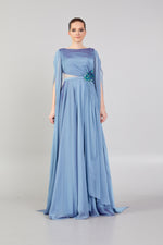 Load image into Gallery viewer, Waist Detailed Chiffon Fabric Evening Dress
