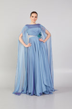 Load image into Gallery viewer, Waist Detailed Chiffon Fabric Evening Dress
