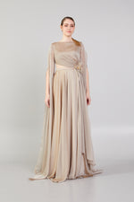 Load image into Gallery viewer, Waist Detailed Chiffon Fabric Evening Dress
