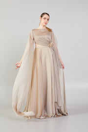 Bel Detaylı Şifon Kumaşlı Abiye