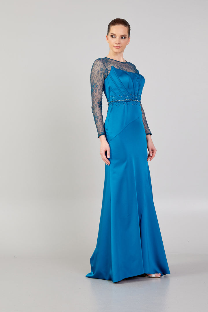 Lace Tiered Evening Dress