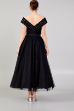 Load image into Gallery viewer, Zigzag Shoulder Detailed Tulle Skirt Dress
