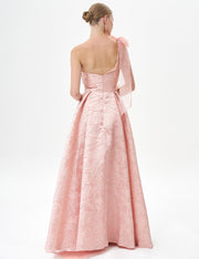 Layered Jacquard Evening Dress